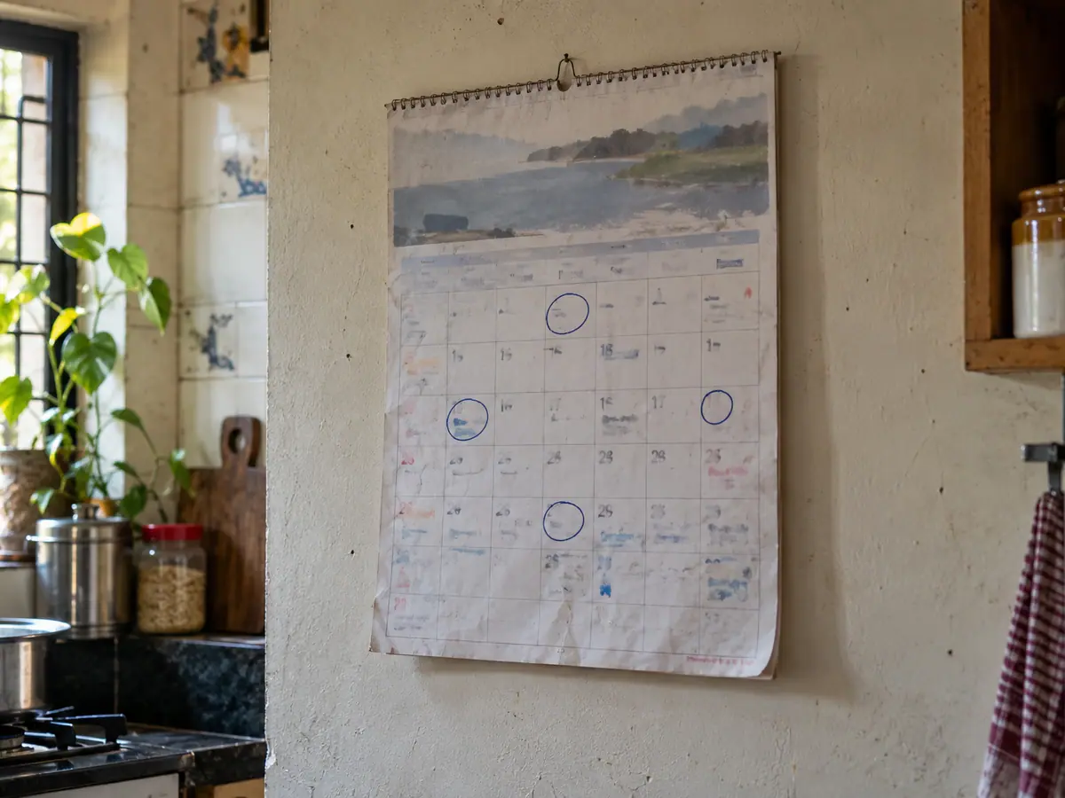 Calendar showing four pest control visits through the year
